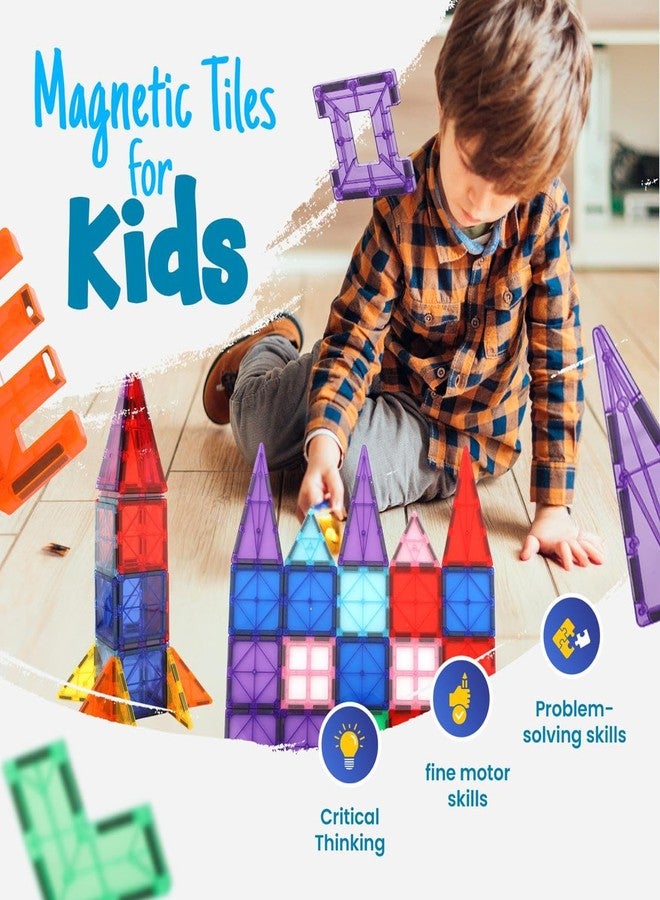 RIZZABAY Magnetic Tiles for Kids (32 Pcs) Magnetic Building Blocks for Kids Age 3+Years, Constructing & Learning Builder Educational Magnetic Blocks Toys Gift for Boys & Girls - Image 2